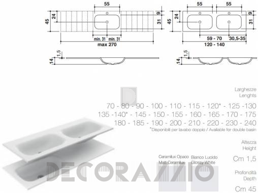 Встраиваемая раковина Falper Integrated Tops - fresh_1_70x45