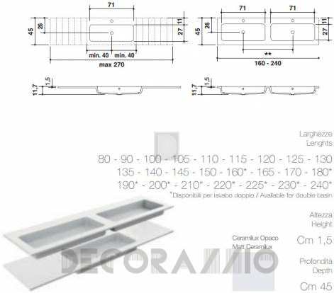 Встраиваемая раковина Falper Integrated Tops - flat_1_80x45