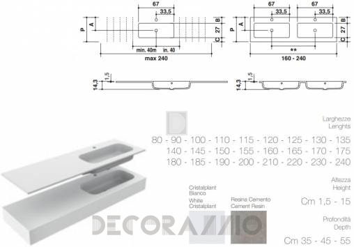 Встраиваемая раковина Falper Integrated Tops - round_1_80x35x1_5
