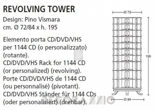 Стеллаж Vismara Design CD-DVD Rack - cd-dvd-revolving-tower