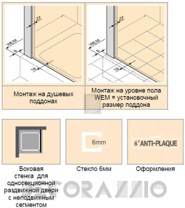 Душевая перегородка Huppe Aura - 401601