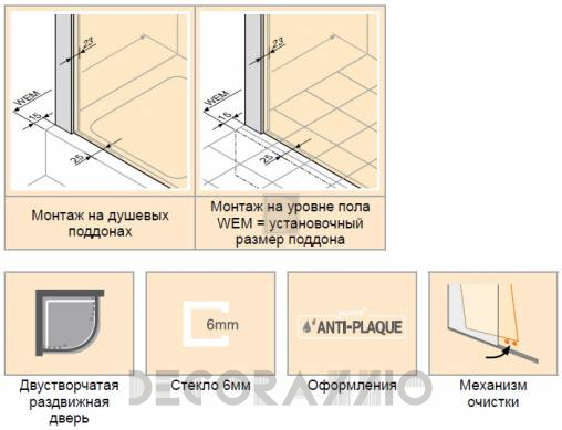 Душевая перегородка Huppe Aura - 402401