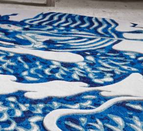 Ковер GAN Chain Stitch, blue_china_rug_white
