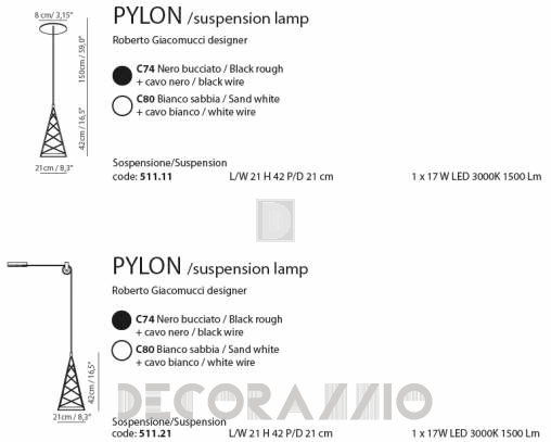 Светильник потолочный подвесной (Люстра) Tooy Pylon - 511.11_c74