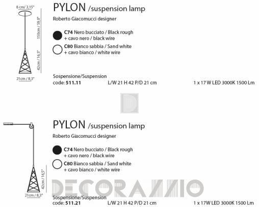 Светильник потолочный подвесной (Люстра) Tooy Pylon - 511.21_c74