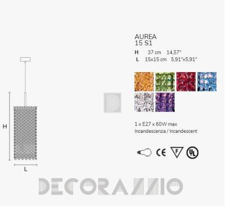 Светильник потолочный подвесной (Люстра) Masiero Aurea - Aurea 15 S1