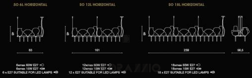 Светильник потолочный подвесной (Люстра) Light4 Venezia - SO 18L horizontal