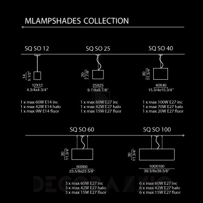 Светильник потолочный подвесной (Люстра) Light4 Ampshades - ampshades SQ SO 60