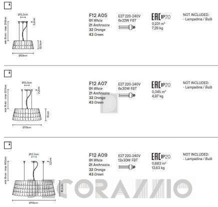 Светильник  потолочный подвесной (Люстра) Fabbian Roofer - F12 A05 32