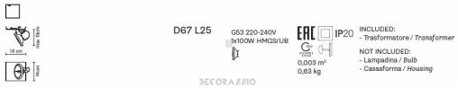 Светильник потолочный врезной (Светильник потолочный) Fabbian Zen - D67 L25
