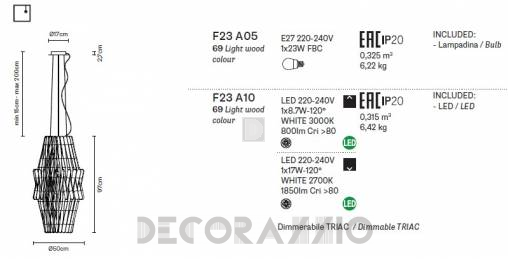Светильник  потолочный подвесной (Люстра) Fabbian Stick - F23 A05 69