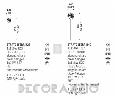 Светильник  напольный (Торшер) De Majo Stratosfera - stratosfera R40