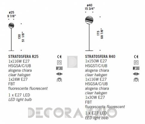 Светильник напольный (Торшер) De Majo Stratosfera - stratosfera R25