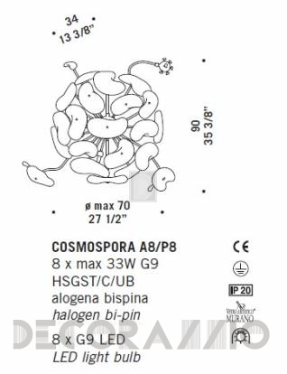 Светильник  настенный  (Бра) De Majo Cosmospora - COSMOSPORA A8/P8