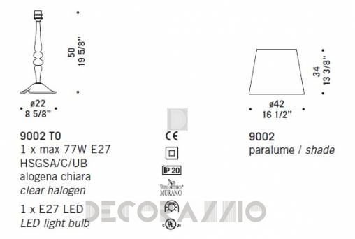 Светильник настольный (Настольная лампа) De Majo 900 - 9002 T0