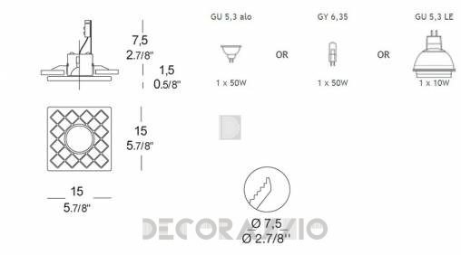 Светильник потолочный врезной (Светильник точечный) Leucos Diamante - 0000317