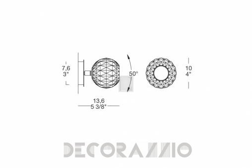 Светильник настенный накладной (Бра) Leucos Sunlight - 0002686