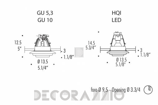 Светильник потолочный врезной (Светильник точечный) Leucos Sun - 0004488