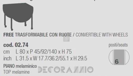 Обеденный стол Bontempi Casa Free-Flash - 02.74