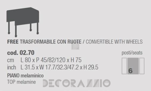 Обеденный стол Bontempi Casa Free-Flash - 02.70