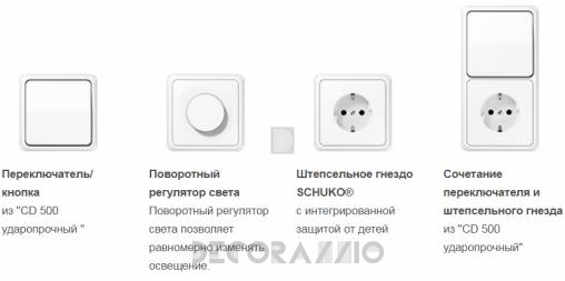 Розетка электрическая Jung CD - CD_500_breakproof_3_1_1