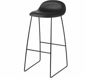 Стул барный Gubi 3D Bar Stool, SledgeBase_Black_Leather