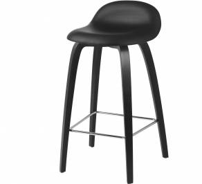 Стул барный Gubi 3D Counter Stool, Chrome_BlackStainedBeech_Leather