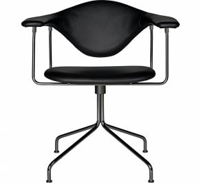 Кресло офисное Gubi Masculo Meeting Chair, BlackChrome_BlackLeather