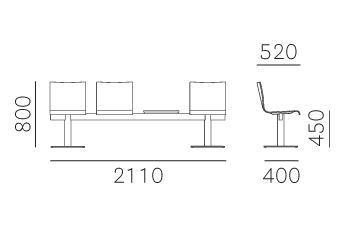 Скамейка Pedrali Kuadra Xl Bench - 2606