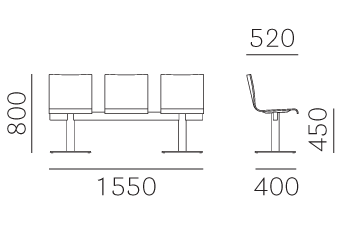 Скамейка Pedrali Kuadra Xl Bench - 2603