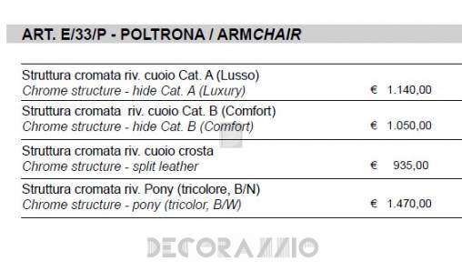 Кресло Sigerico ART. E/33/P ARMCHAIR