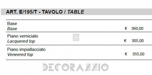 Стол Sigerico ART. E/195/T TABLE