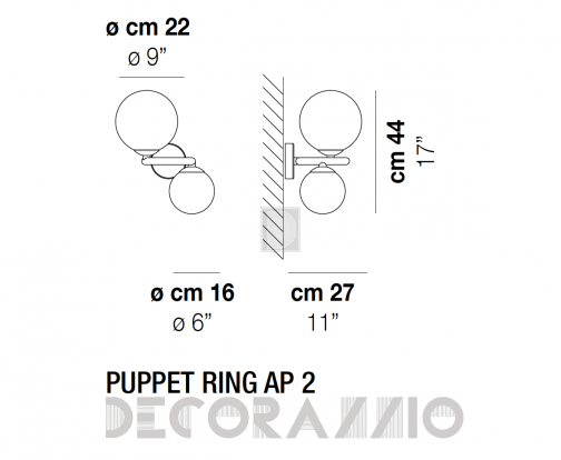 Светильник  настенный настенный (Бра) Vistosi Puppet Ring - PUPPET RING AP 2